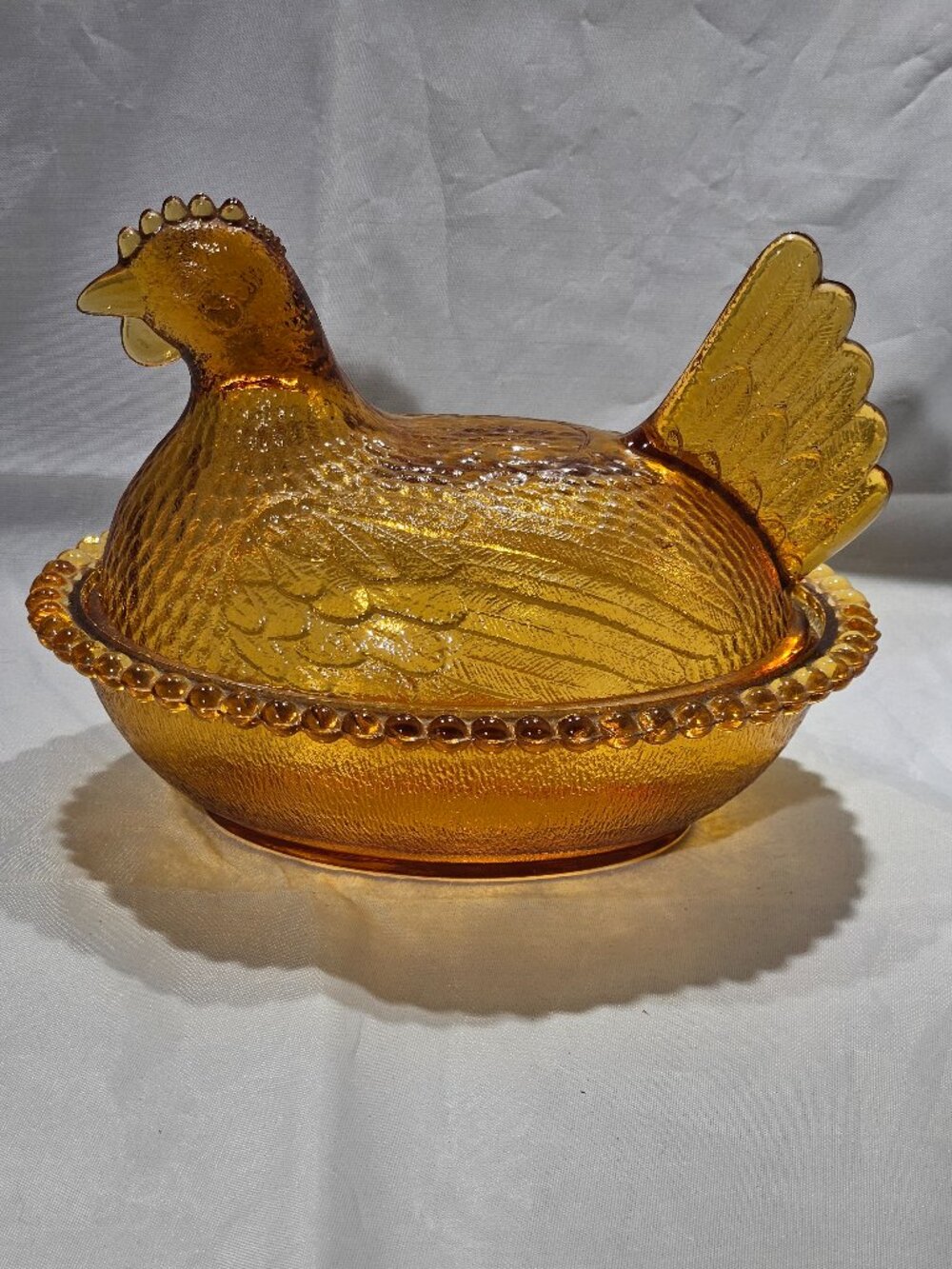 Indiana Glass Amber Glass Hen on Nest